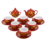 Чайный сервиз на 6 персон "Кудрина". Хохлома