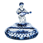 202907 Гжель ПЕПЕЛЬНИЦА, 11,5*12 см, в кобальте  