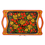 Поднос прямоугольный с ручками. Хохлома, фотография 3. Интернет-магазин ЛАВКА ПОДАРКОВ