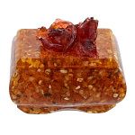 0050668/8*6*6см Янтарь Шкатулка средняя прямоугольная с цветком