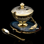 0037319/ФРЛ  Златоуст ИКОРНИЦА "СТЕРЛЯДКА" агат, позолота 120*100*105мм 1300гр в уп.