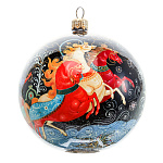 0070093 Лаковая миниатюра Палех ШАР НОВОГОДНИЙ круговая роспись (стекло)