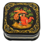0044900/6*6см  Лаковая миниатюра Палех ШКАТУЛКА "Жар-птица" Захарова 