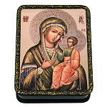 0071949  Шкатулка с росписью"БМ ИВЕРСКАЯ" 10*13*4 см