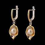 821931/6,32г  Серебро 925* СЕРЬГИ вст.Янтарь 