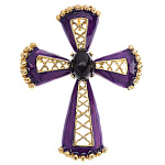 -08385 Традиции ФАБЕРЖЕ  Брошь "Борд.резной крест"
