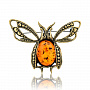 Брошь с янтарем "Жук Майский ажурный" (коньячный), фотография 2. Интернет-магазин ЛАВКА ПОДАРКОВ