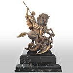 0021691 Бронза Скульптура "Георгий Победоносец" патиниров.на камне