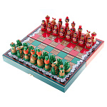 041061 ШАХМАТЫ дорожные "РОМАШКИ" 30*15 см красно-зелен выс.фигур ок.5-7см