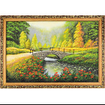 0039598/1870/40*60см  Нат.камень Картина"КАМЕННЫЙ МОСТИК" Багет гипс №6 
