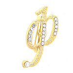 0071359/ДББКФ516890  Бижутерия БРОШЬ БУКВА"Ф" золотая