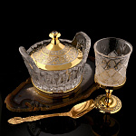  Златоуст ИКОРНИЦА "Золотой осетр"Агат, хрусталь, фианиты в П/У