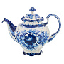 Чайник доливной "Семейный". Гжель, фотография 1. Интернет-магазин ЛАВКА ПОДАРКОВ