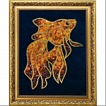 Янтарное панно "Золотая рыбка" 