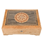 Шкатулка деревянная из карельской березы "Роза ветров"