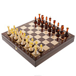 Шахматный ларец с янтарными фигурами 37х37 см