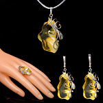 0050402/720036/5,79г  Серебро 925* КОЛЬЦО  вст.Янтарь сваровски