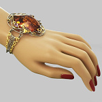 7240483/фианит/сред. вес 28-29г  Серебро 925* БРАСЛЕТ вст.Янтарь фианит р/п