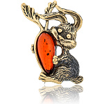 0071514/2670.4 Брошь Заяц с морковкой (коньячный)