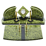 0040714  Нат.камень Настольный набор "Куб" змеевик (3210)