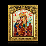 0066543-0041 Икона рукописная Неувядаемый Цвет Божия Матерь перламутр 150-180 мм рама сус зол