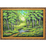 0052504/1179/40*60см  Нат.камень Картина"Мостик через ручей" Багет гипс №6 