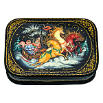 0061495-13*9 Лаковая миниатюра Палех ШКАТУЛКА "Тройка" Кузнецова