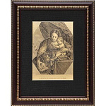 03034 /25*32см Офорт черно-белый "Мадонна с младенцем" 