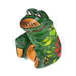 0042506 Хохлома Скульптура "ЛЯГУШКА ЗАДУМЧИВАЯ" 5*6см фарфор