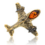 Брошь с янтарем "Самолет", фотография 2. Интернет-магазин ЛАВКА ПОДАРКОВ