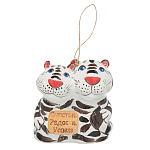 0061479 Колокольчик "Пара тигров. СЧАСТЬЯ, РАДОСТИ, УСПЕХА!" 11*12см