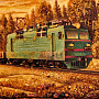 Картина янтарная "Электровоз" 60х40 см, фотография 2. Интернет-магазин ЛАВКА ПОДАРКОВ