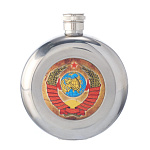 0064575/малая Сувенир ФЛЯГА С СИМВОЛИКОЙ (металл/кожа) 