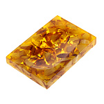 0074109 Янтарь МЫЛЬНИЦА прямоуг,  янтарь в полиэф смоле, 110*80 мм  темная