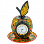 Часы настольные "Яблоко на блюдечке". Хохлома, фотография 5. Интернет-магазин ЛАВКА ПОДАРКОВ