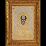 0015648 Златоуст Икона "Николай Чудотворец" камни Р-0270
