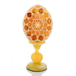 0059839-НП /11см Изделия из янтаря ЯЙЦО пасхальное оплетенное "УЗОР" на подставке 