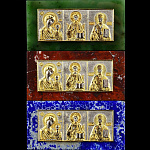 25016/яшма Златоуст ИКОНКИ-ТРИПТИХ Автомобильные, позолота, Яшма в П/У 