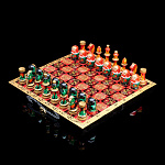 0055401-30*15см ШАХМАТЫ дорожные "ХОХЛОМА" выс.фигур ок.5-7см