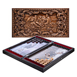 Нарды деревянные резные "Охотники на привале" 60х30 см