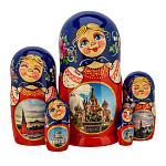 Матрешка "Москва. Храм Василия Блаженного" 5 мест