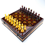 Шахматный ларец с янтарными фигурами "Статус"