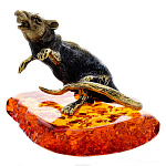 Статуэтка с янтарем "Мышь Крыс Шредер" (коньячный)