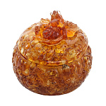0064836/9см Янтарь Шкатулка КРУГЛАЯ "РОЗА" (янтарь, заливка) 80726