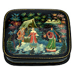 0071572/11*9см  Лаковая миниатюра Палех ШКАТУЛКА "У колодца" БАХИРЕВА