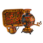 202622 Хохлома САМОВАР эллектрический РЯБИНА-ПТИЦЫ,прям подн,5л