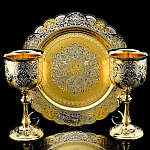 0030015 Златоуст Набор для ШАМПАНСКОГО:блюдо и 2 бокала в ПУ