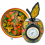 Настольные часы "Яблоко на тарелочке". Хохлома, фотография 1. Интернет-магазин ЛАВКА ПОДАРКОВ