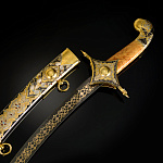 0059691/0421 Златоуст САБЛЯ ВОСТОЧНАЯ Ц/М ДАМАСК  камни  DLM-0421 СУПЕР-ЦЕНА!