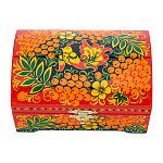 0074836/12*8см Хохлома Шкатулка-сундучок "ПТИЦА/РЯБИНА" двойной фон Р 2